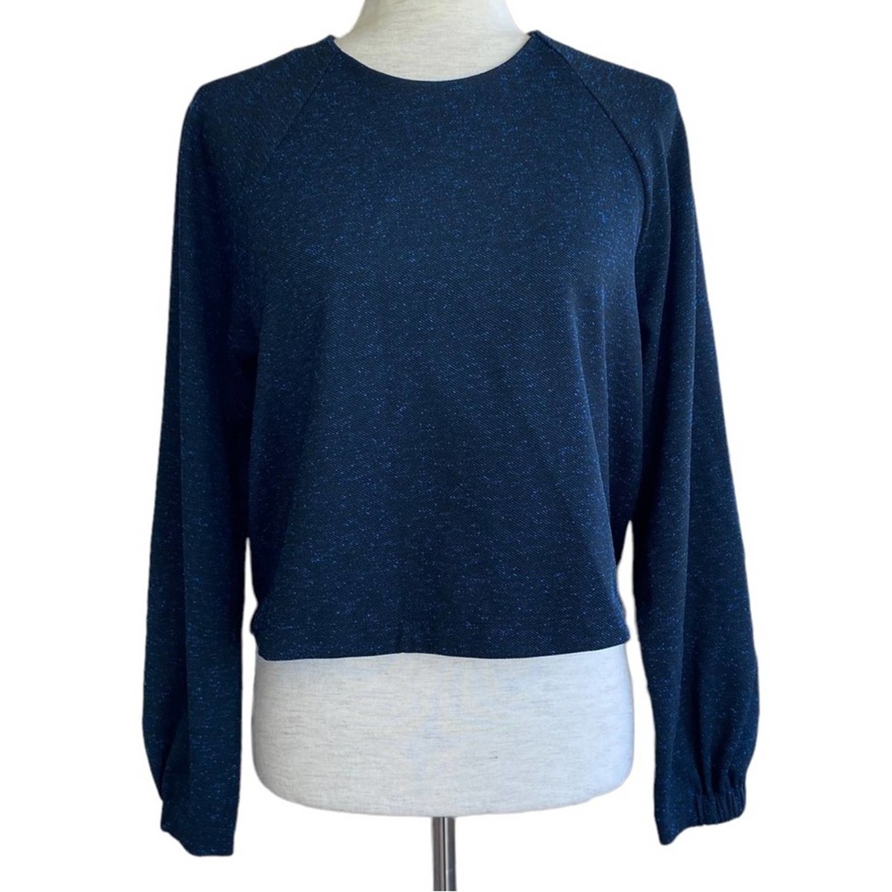 ⭐️ SOLD ⭐️ TIBI Pullover Sweater Jacket Navy Marble Size Small Cropped - Picture 1 of 7